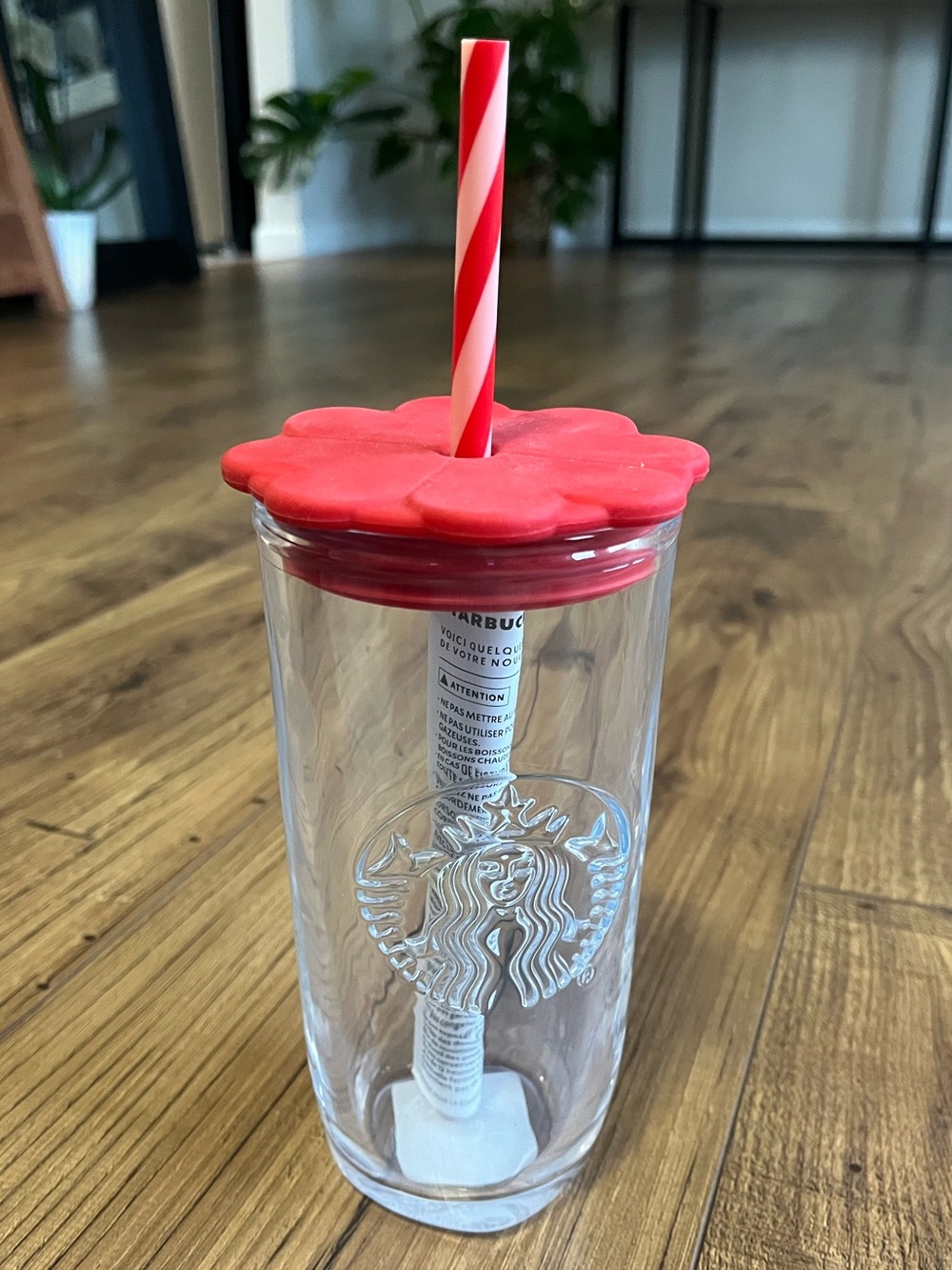 Starbucks Valentine’s Day Heart Shaped Glass Tumbler with Straw - BNWT